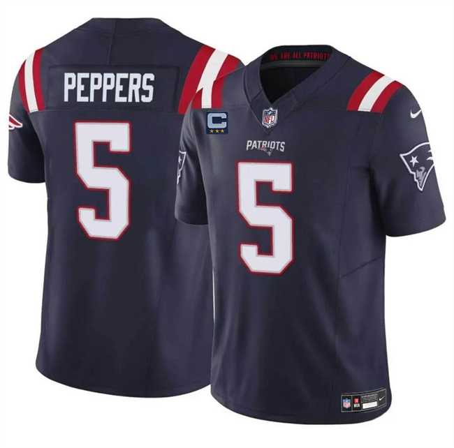 Men & Women & Youth New England Patriots #5 Jabrill Peppers Navy F.U.S.E. With 3-Star C Patch Vapor Limited Stitched Jersey->minnesota vikings->NFL Jersey